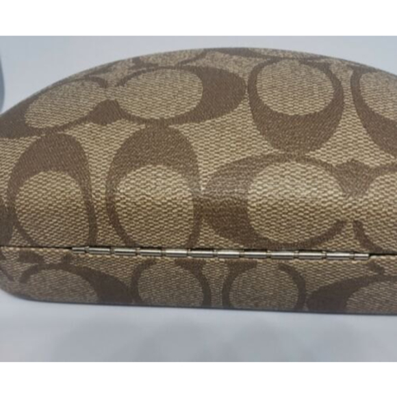Coach Signature Monogram Brown Hard Clamshell Sunglasses Eyeglasses Case - Picture 6 of 8